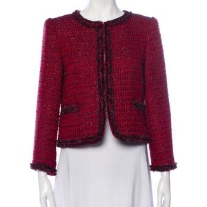 Alice + Olivia Red Tweed Blazer